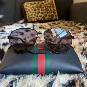 Gucci Unisex GG 29895/s Black Aviator Sunglasses